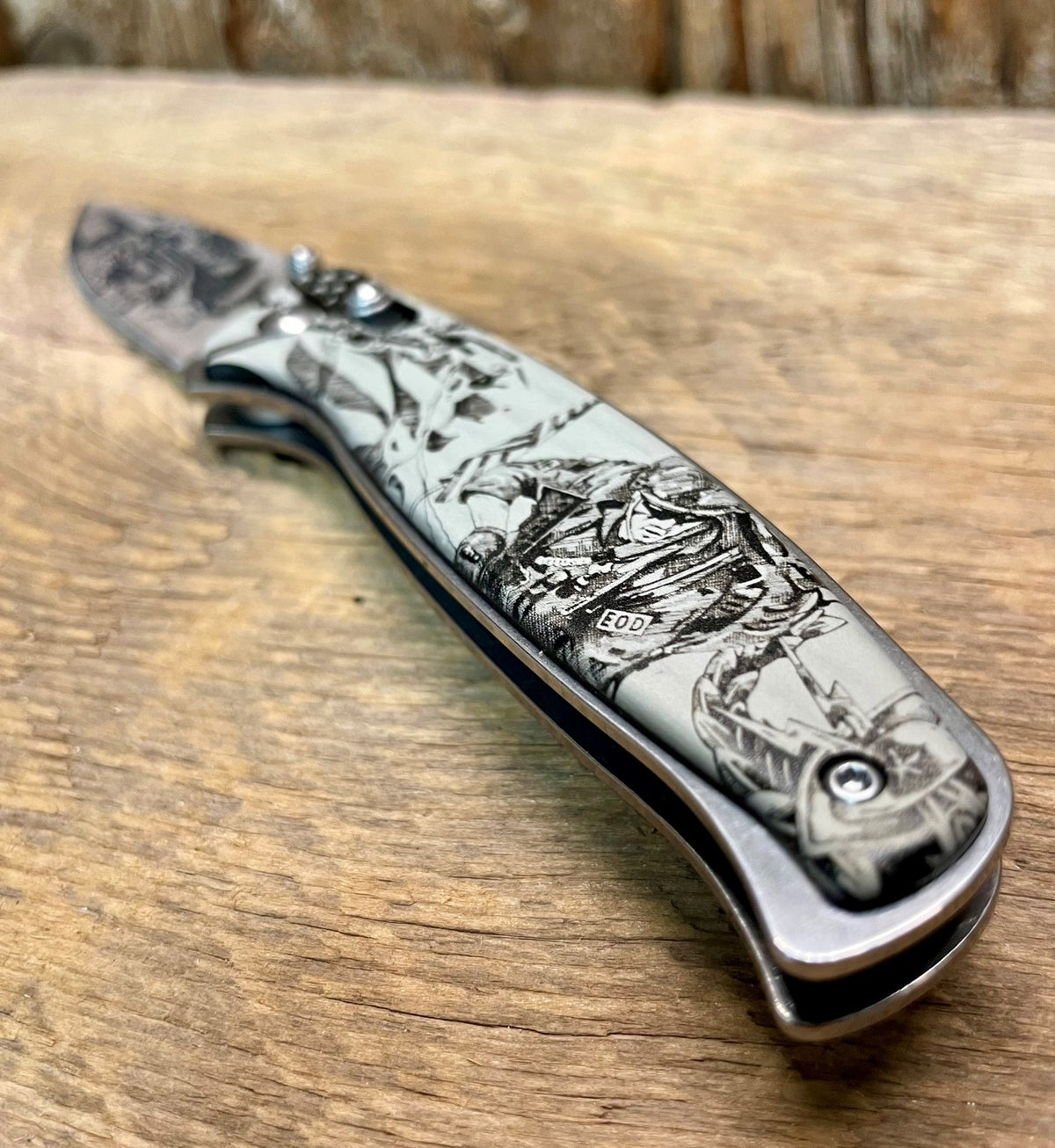 Knife- Folding Laser engraved Knife – Crab Zone, LLC