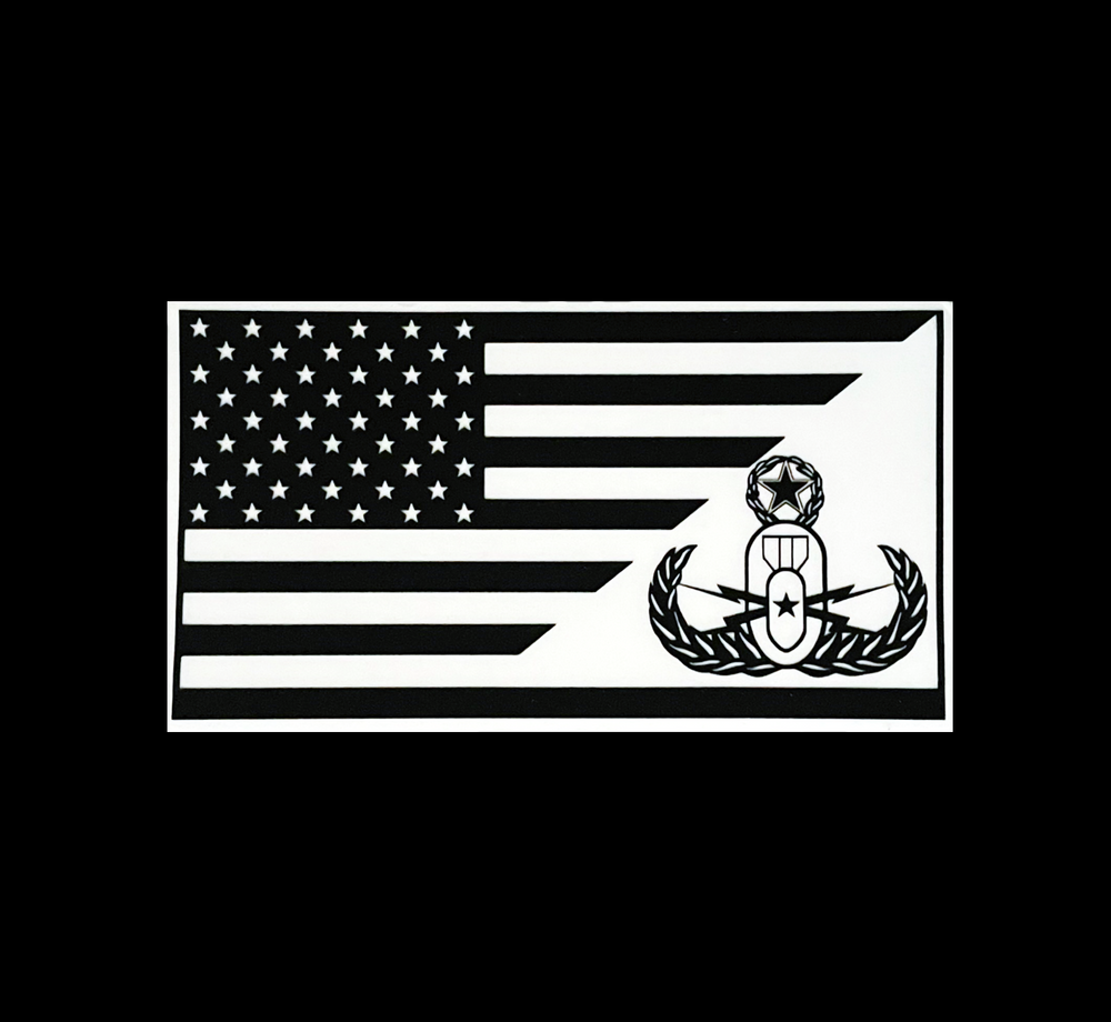 EOD Badge within Flag Sticker