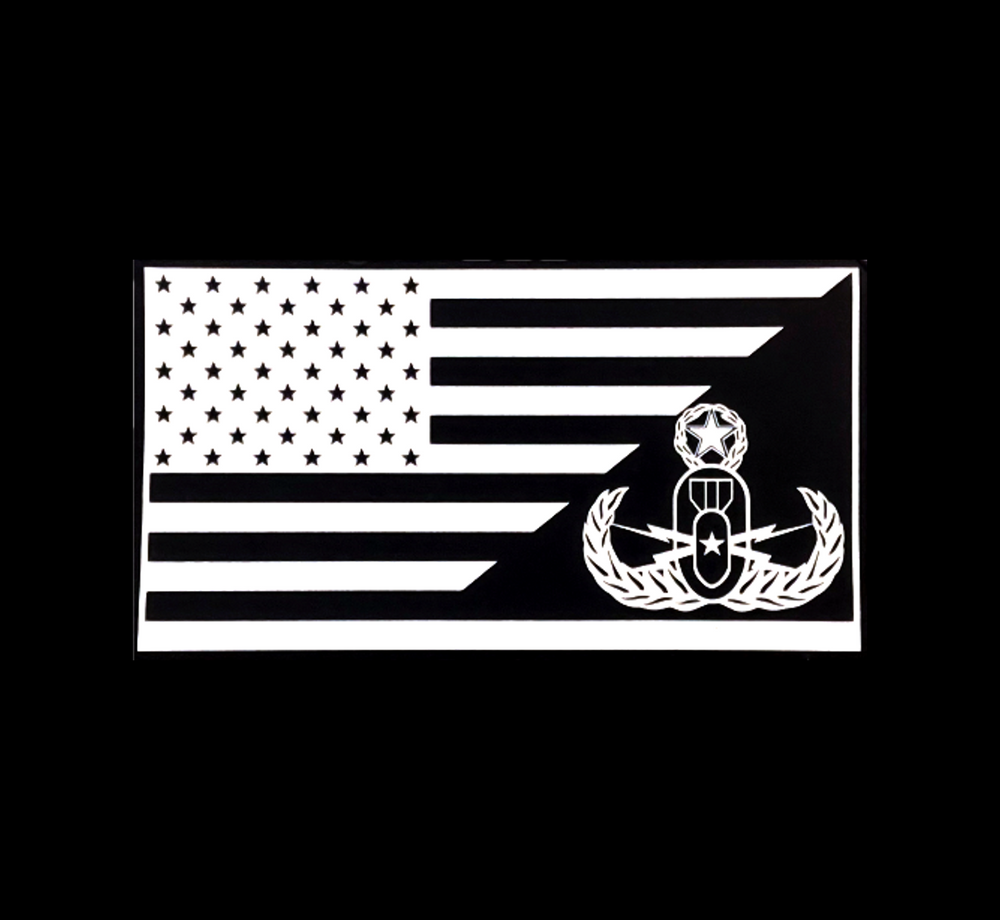 EOD Badge within Flag Sticker