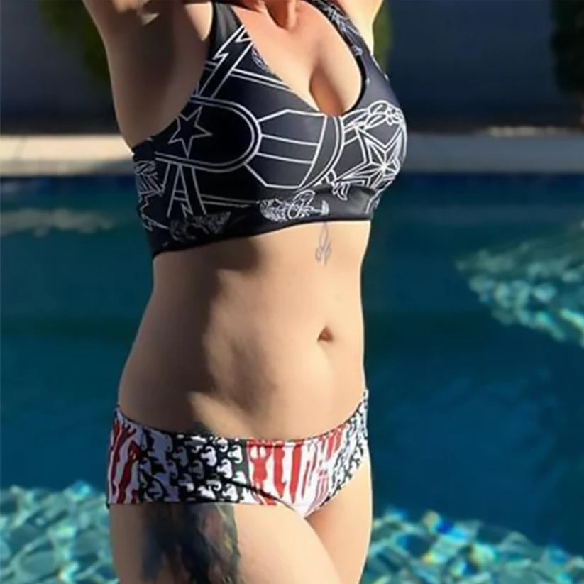 Bomb Flag Reversible 2-Piece Bikini Swimsuit