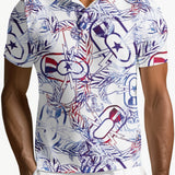 Men's" Polo Shirt It's 5 O'clock Somewhere" Red, White, & Boom