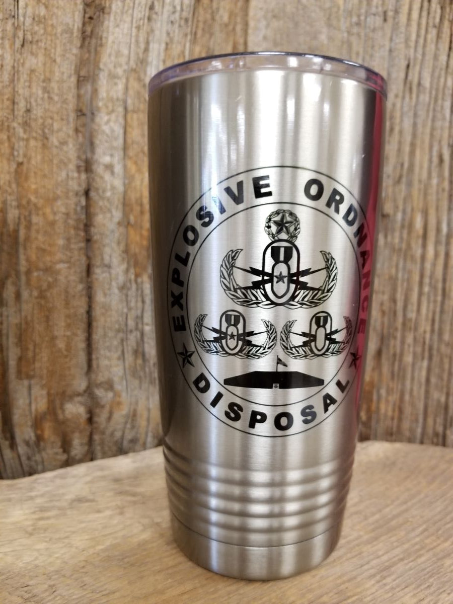 EOD Tri-Badge w/Memorial Tumblers