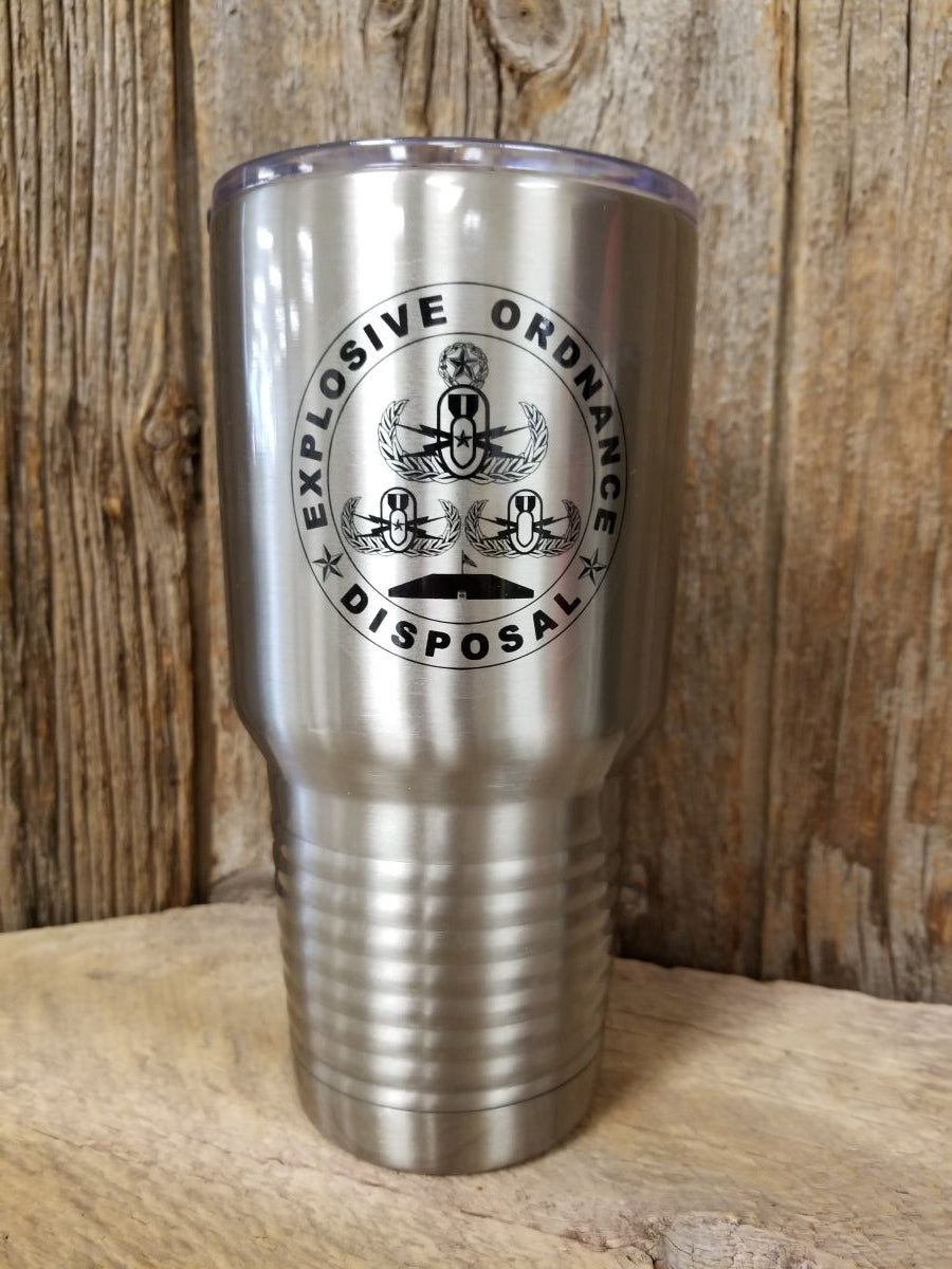 EOD Tri-Badge w/Memorial Tumblers